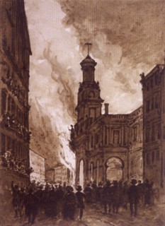 Royal Exchange Fire, London, 1838. Artist: Anon