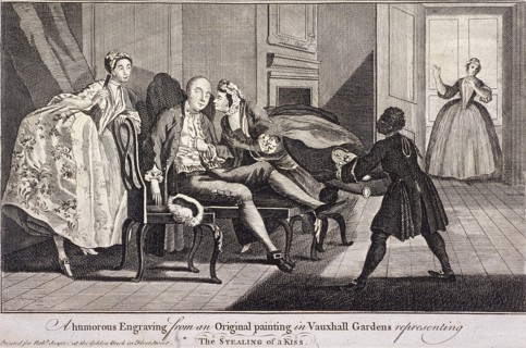 'The Stealing of a Kiss', c1745. Artist: Anon