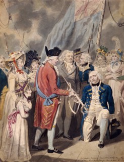 'George III presenting a Sword to Admiral Earl Howe', c1794. Artist: Isaac Cruikshank
