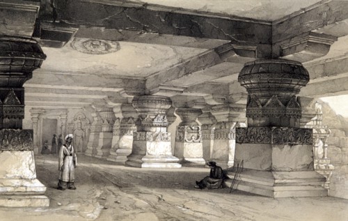 Interior of Lanka, Ellora, India, 1845. Artist: Thomas Colman Dibdin