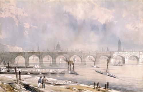 'Waterloo Bridge, looking towards the City', London, 1847. Artist: G Chaumont