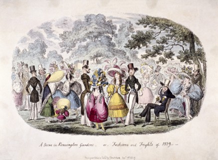 'A scene in Kensington Gardens - or - fashion and frights of 1829'. Artist: George Cruikshank