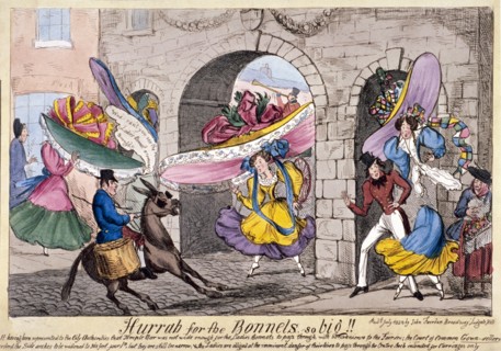 'Hurrah for the bonnets so big!!', Temple Bar, London, 1828. Artist: Anon