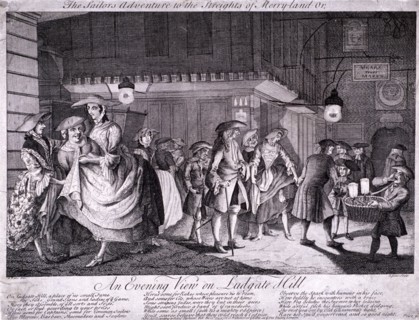 'The sailor's adventure to the streights of Merryland or, an evening view on Ludgate Hill', 1749. Artist: John June