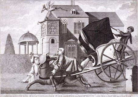 Visit to Mr Deputy - at his modern built villas near Clapham, London, c1750. Artist: Anon