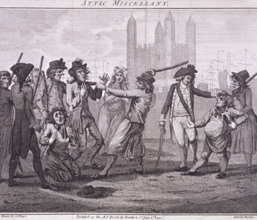 'Manning the navy', Tower Hill, London, 1790. Artist: John Barlow
