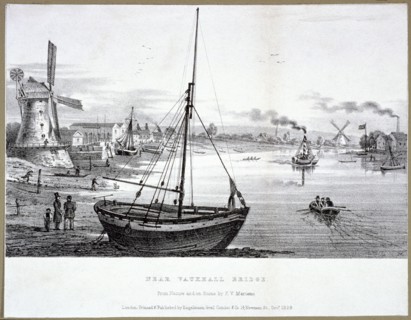 Vauxhall Bridge, London, 1829. Artist: FV Martens