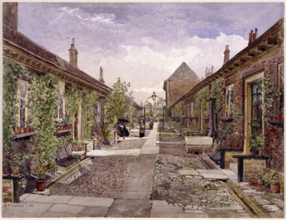 Skinners' Almshouses, Mile End Road, Stepney, London, 1883. Artist: John Crowther
