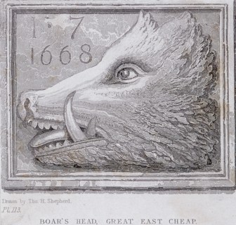 Inn sign from the Boar's Head Tavern, Eastcheap, London, (1850?). Artist: Anon