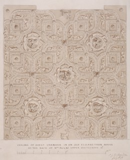 Ceiling of guest chamber in a house on Whitecross Street, London, 1871. Artist: Charles James Richardson