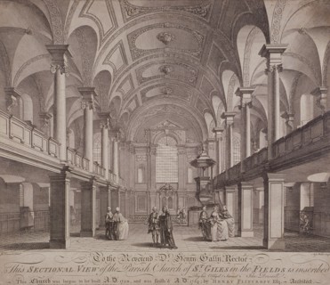 Sectional view of St Giles in the Fields, Holborn, London, 1753. Artist: Anthony Walker