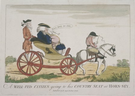 'A Well-Fed Citizen going to his Country Seat at Hornsey', 1773. Artist: Anon