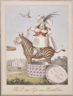 'The Q-n's Ass in a Band-box', 1821. Artist: Anon