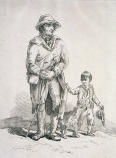 A rustic with a dog and a boy, Provincial Characters, 1813. Artist: William Henry Pyne