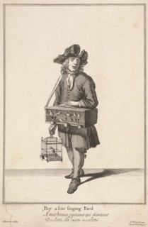 'Buy a fine singing Bird', Cries of London, (c1688?). Artist: Pierce Tempest