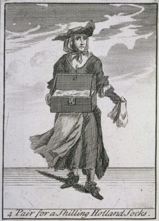 '4 Pair for a Shilling Holland Socks', Cries of London, (c1688?). Artist: Anon