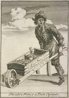 'Twelve Pence a Peck Oysters', Cries of London, (c1688?). Artist: Anon