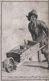 'Twelve Pence a Peck Oysters', Cries of London, (c1688?). Artist: Anon