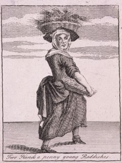 'Two Hands a penny young Raddishes', Cries of London, (c1688?). Artist: Anon