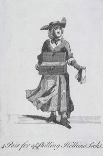 '4 Pair for a Shilling Holland Socks', Cries of London, (c1688?). Artist: Anon