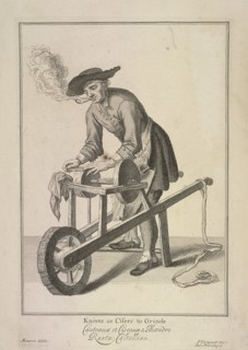 'Knives or Cisers to Grinde', Cries of London, (1688?). Artist: Anon