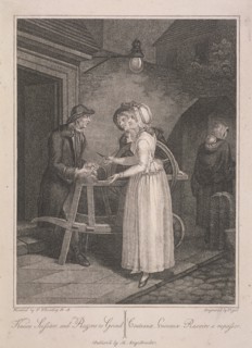 'Knives Scissars and Razors to Grind', Cries of London, c1795. Artist: Vogel