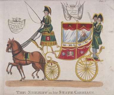 Sheriff in his state carriage during the Lord Mayor's Procession, 1824. Artist: Anon