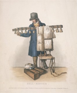 Bell-ringer with the stand for his bells, 1820. Artist: Thomas Lord Busby