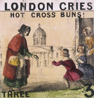'Hot Cross Buns!', Cries of London, c1840. Artist: TH Jones