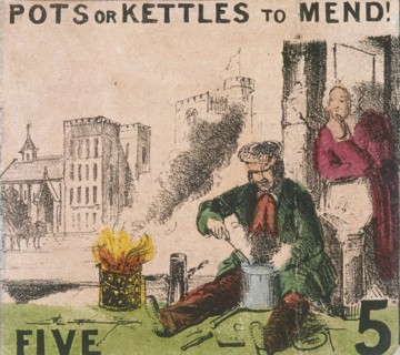 'Pots or Kettles to Mend!', Cries of London, c1840. Artist: TH Jones