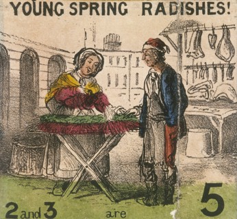 'Young Spring Radishes!', Cries of London, c1840. Artist: TH Jones