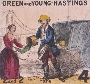 'Green and Young Hastings', Cries of London, c1840. Artist: TH Jones