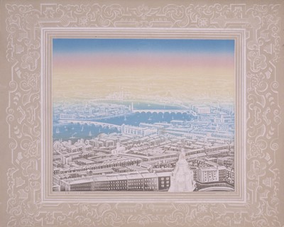 Aerial view of London showing Waterloo Bridge and Blackfriars Bridge, c1845. Artist: Kronheim & Co