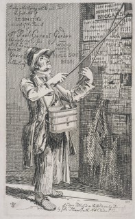 Billposter sticking bills up on a wall, 1815. Artist: John Thomas Smith
