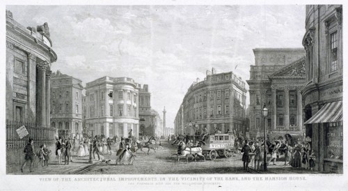'View of the Architectural Improvements in the Vicinity of the Bank, and the Mansion House', c1837. Artist: Thomas Higham