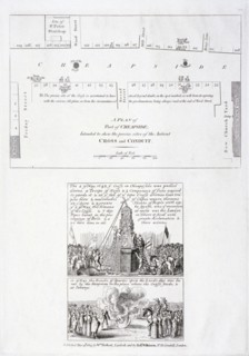 The destruction of the Cheapside Cross, London, 1809. Artist: Anon