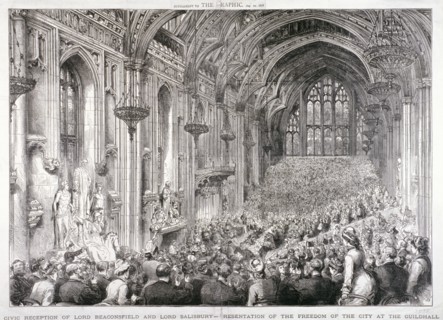Civic reception of Lord Beaconsfield and Lord Salisbury at the Guildhall, London, 1878. Artist: Anon