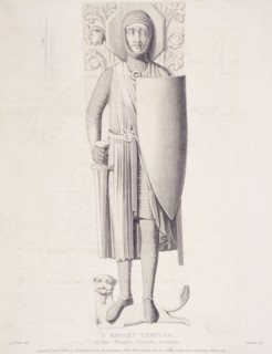 View of the effigy of a knight from Temple Church, London, 1840. Artist: George Hollis