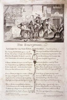 'The evacuations, or an emetic for old England glorys', 1762. Artist: Anon
