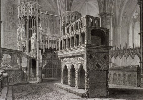 Edward the Confessor's mausoleum, in the king's chapel, Westminster Abbey, London, c1818. Artist: John Le Keux