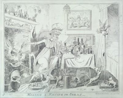 Mixing a recipe for corns', 1835. Artist: George Cruikshank