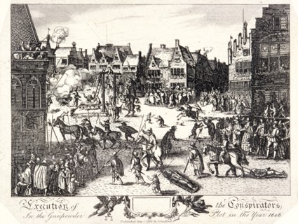 Execution of the conspirators in the Gunpowder Plot in Old Palace Yard, Westminster, 1606, (1795). Artist: R Romney