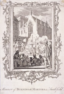Scene of protestants being burnt at Smithfield, 16th century, (c1760). Artist: Charles Grignion