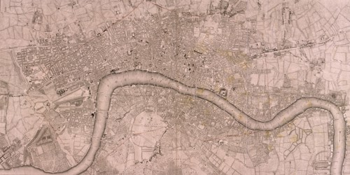 Map of the London showing Civil War fortifications, 1749. Artist: Isaac Basire