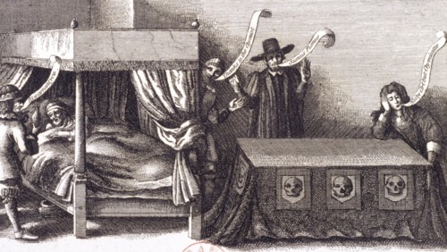 Allegory on the death of James I at Theobalds in Hertfordshire, 1625, (1853). Artist: Anon