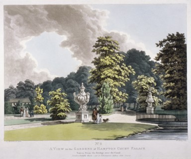 Gardens at Hampton Court Palace, Hampton, Middlesex, 1798. Artist: Heinrich Schutz