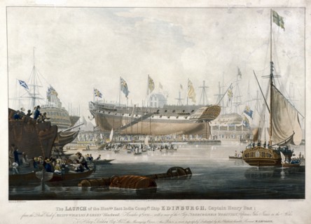 Launch of the East India Company's ship, the 'Edinburgh' in 1825, (1827). Artist: Edward Duncan