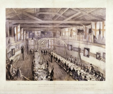 Celebration of the 13th anniversary of the City Steam Boat Company, Battersea, London, c1859. Artist: Edwin Jewitt