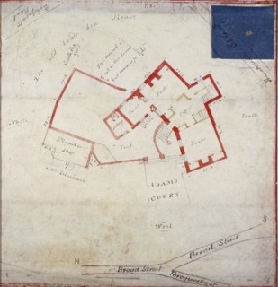 Plan of premises in Adams Court off Old Broad Street, London, c1800. Artist: Anon
