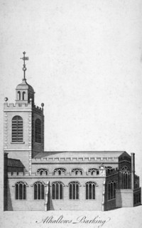 All Hallows-by-the-Tower Church, London, c1750. Artist: Benjamin Cole